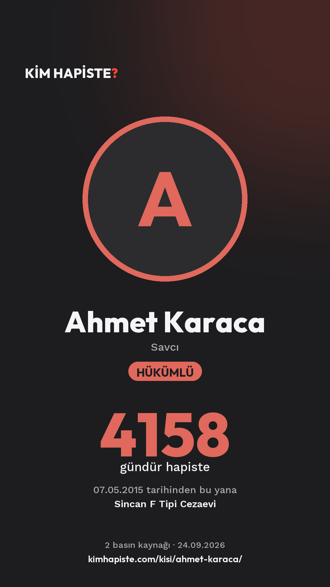 Ahmet Karaca paylaşım kartı