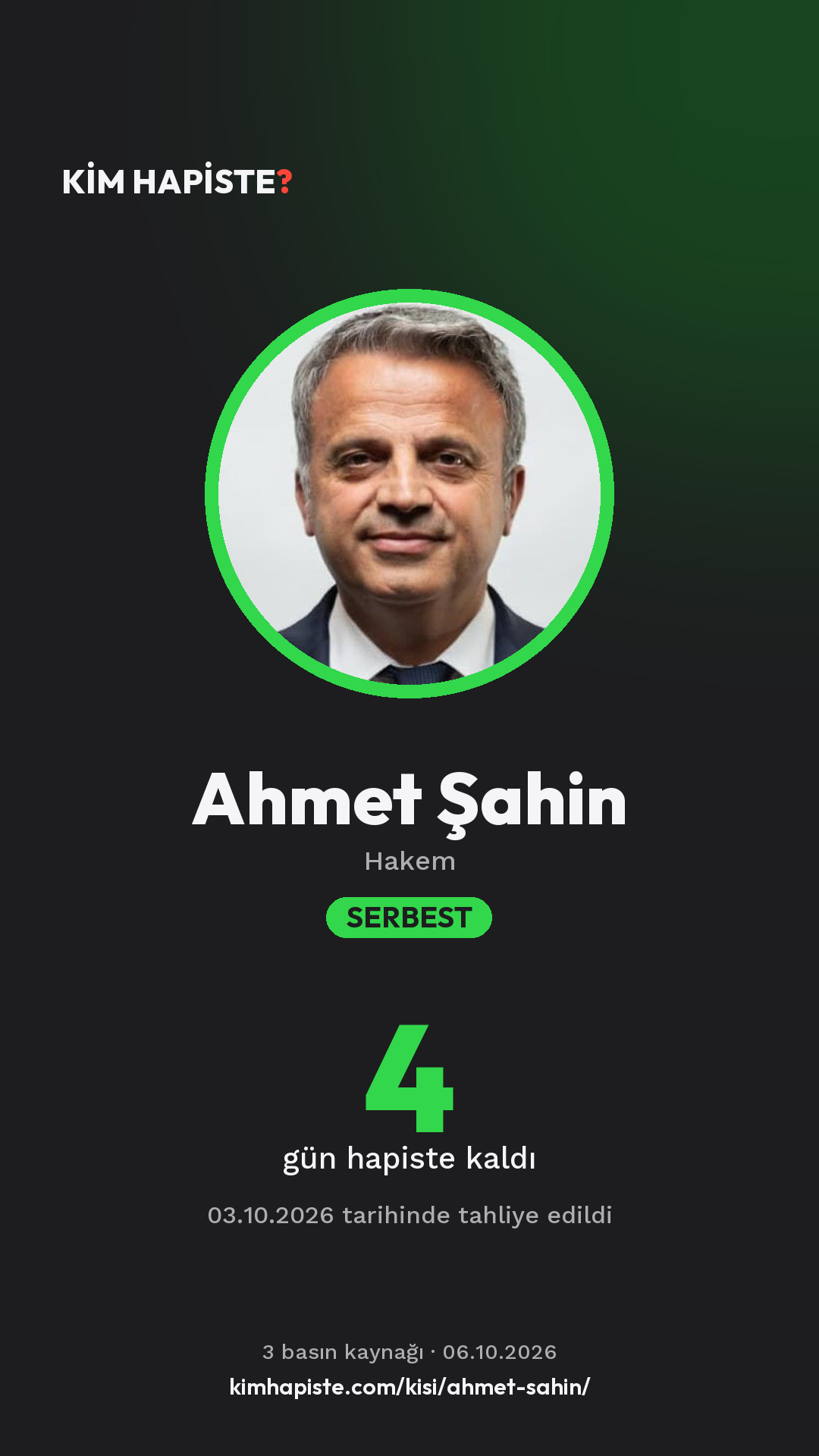 Ahmet Şahin paylaşım kartı
