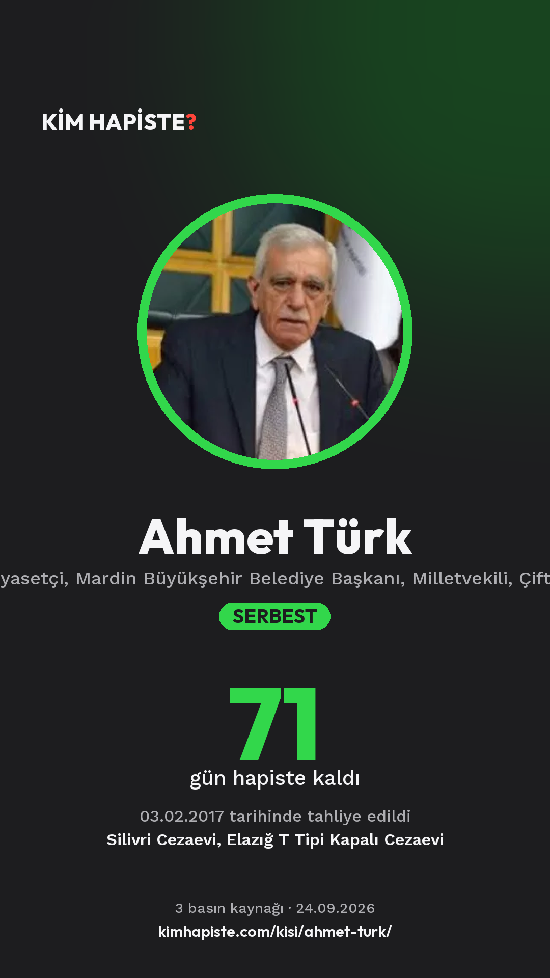 Ahmet Türk paylaşım kartı