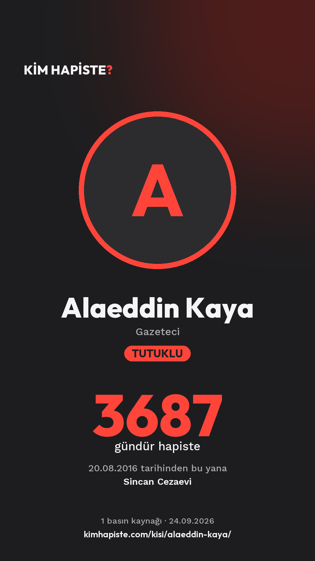 Alaeddin Kaya paylaşım kartı