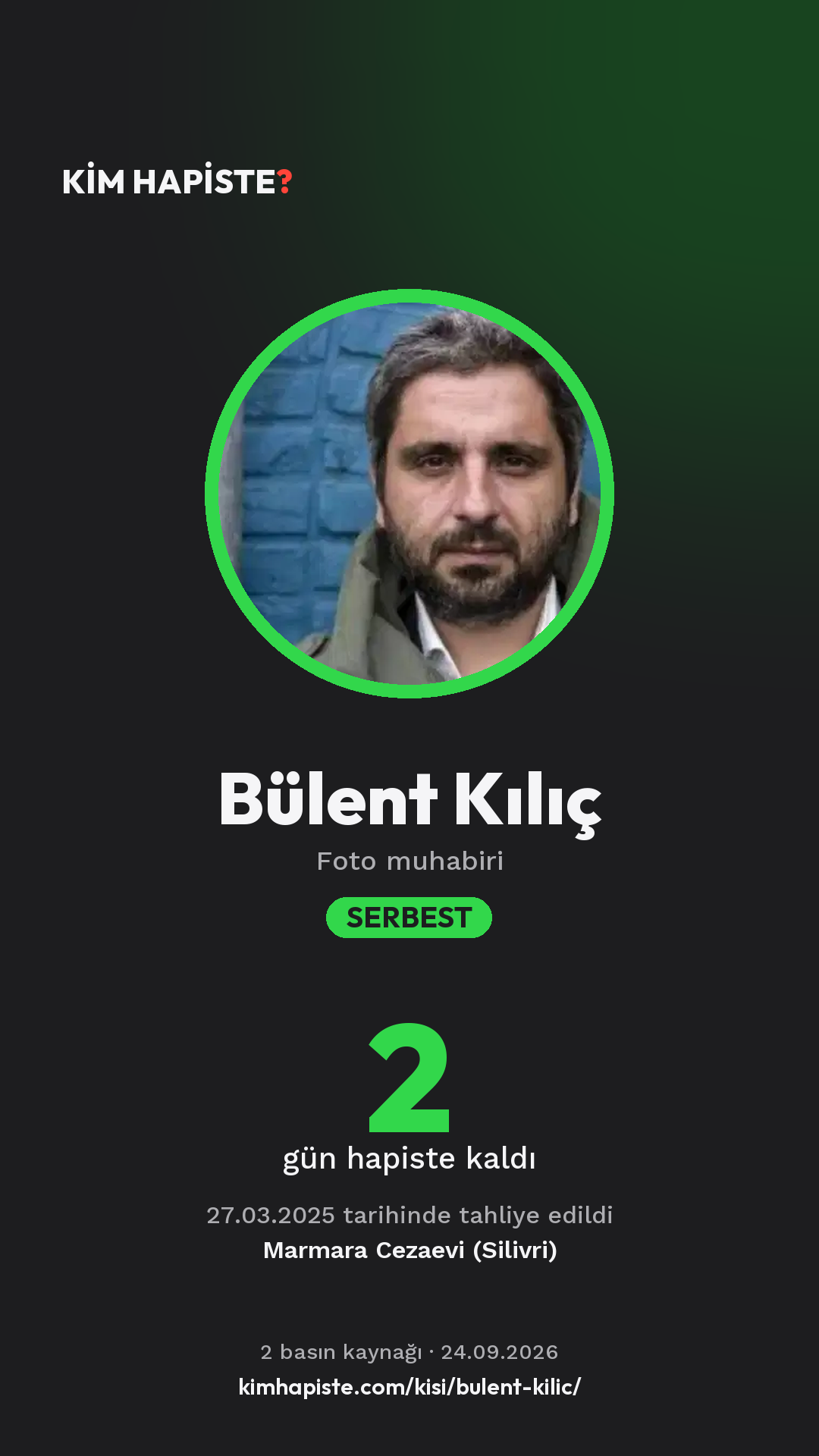 Bülent Kılıç paylaşım kartı