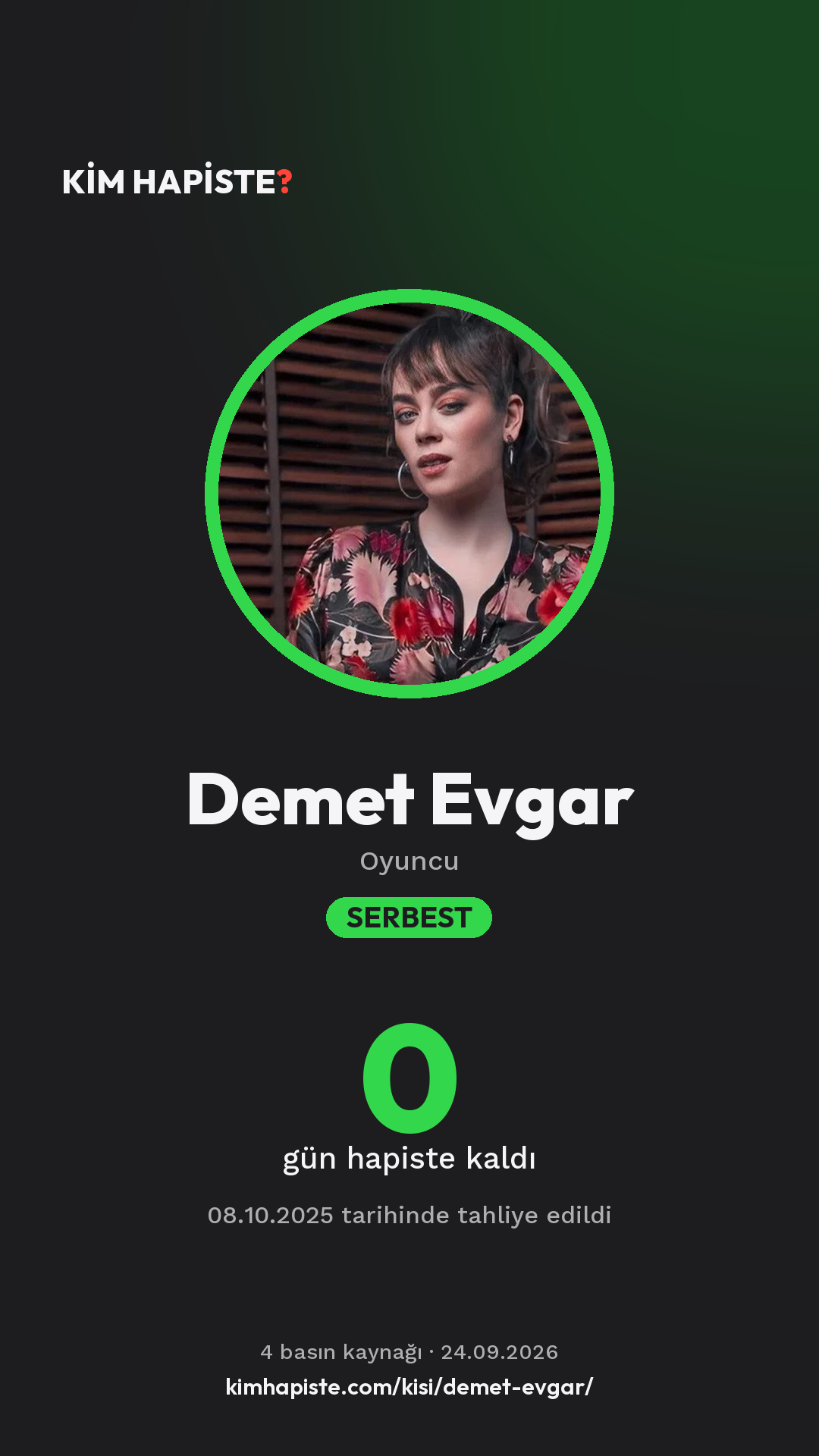 Demet Evgar paylaşım kartı