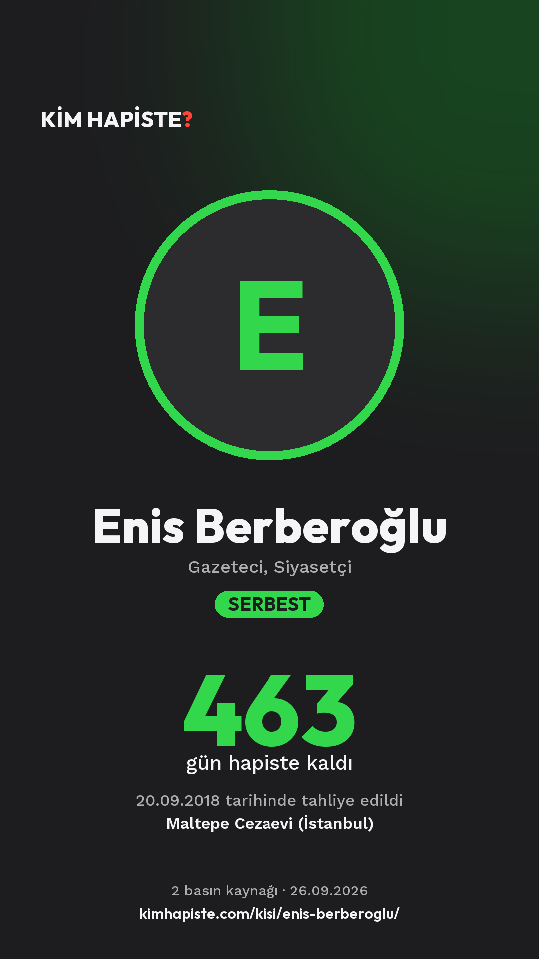 Enis Berberoğlu paylaşım kartı