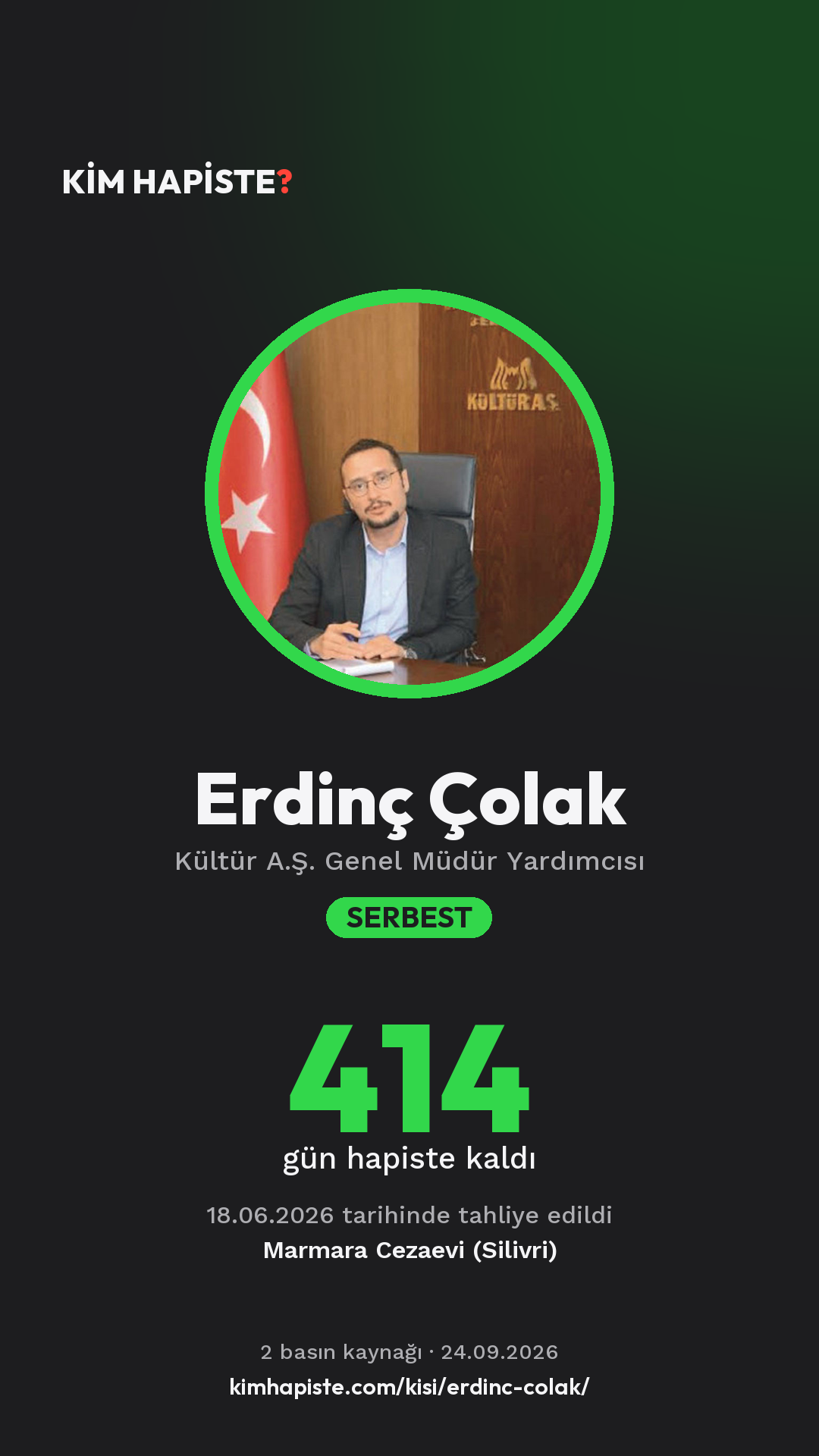 Erdinç Çolak paylaşım kartı