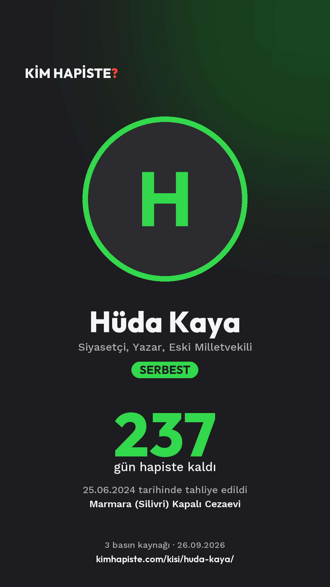 Hüda Kaya paylaşım kartı