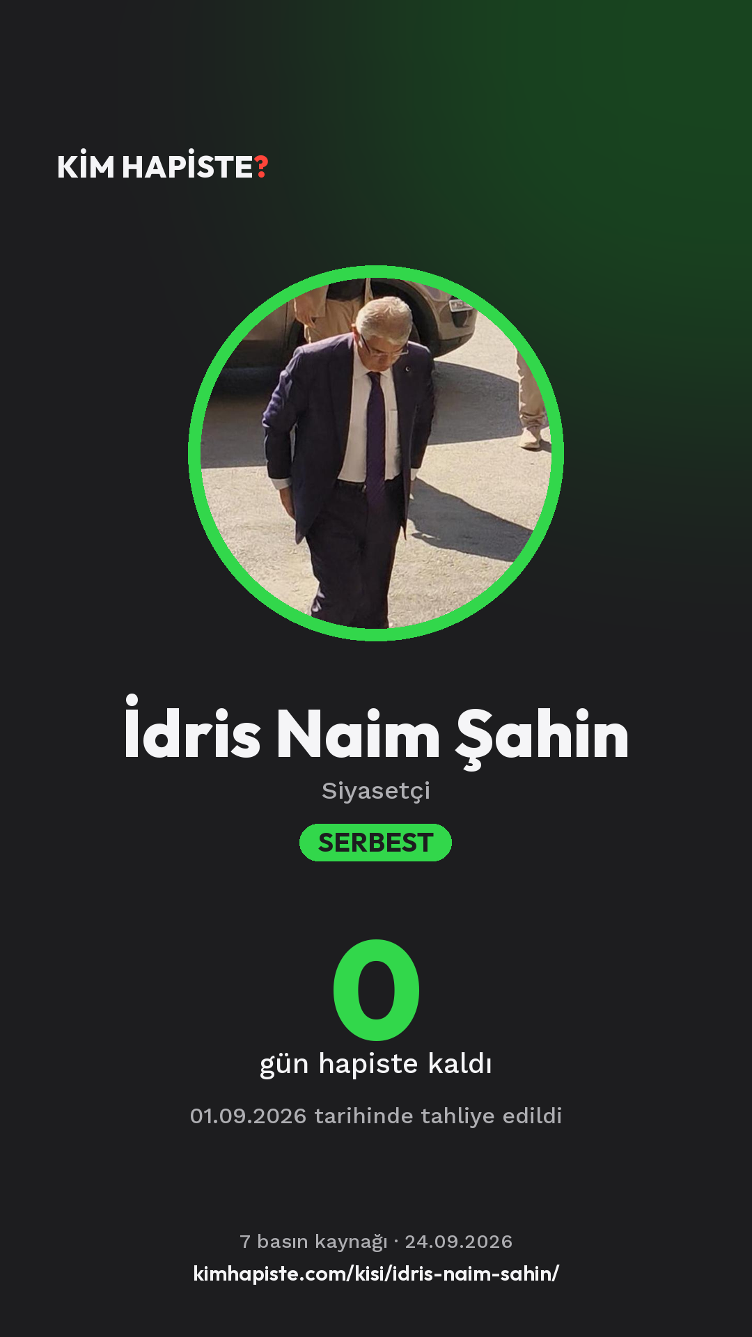 İdris Naim Şahin paylaşım kartı