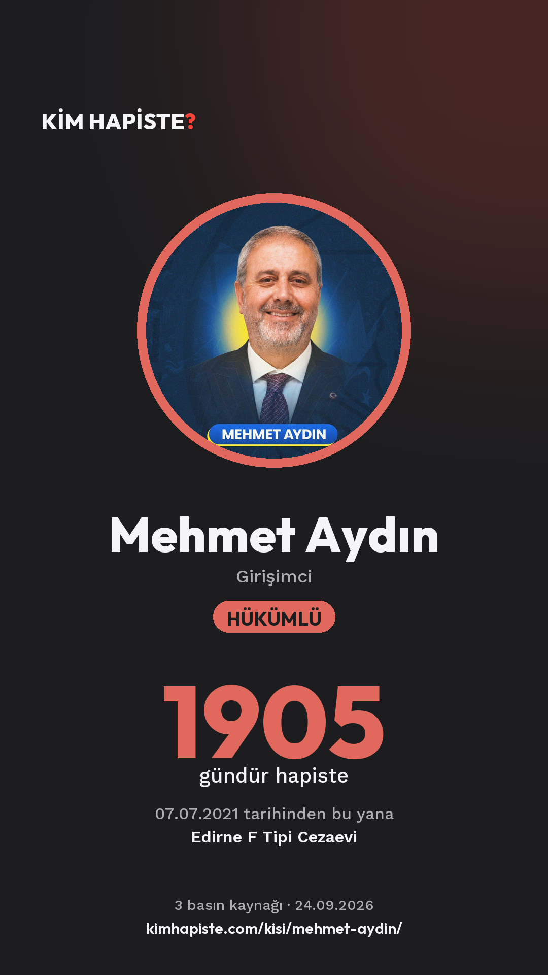 Mehmet Aydın paylaşım kartı