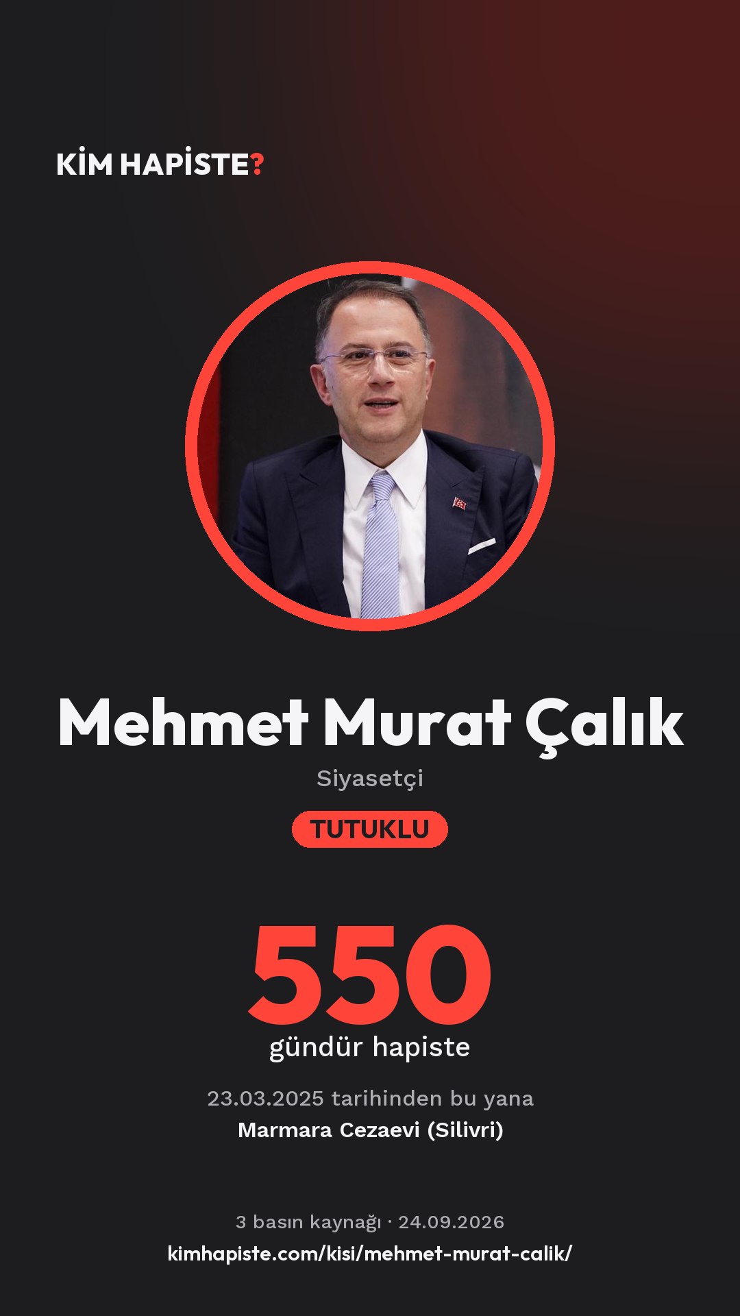 Mehmet Murat Çalık paylaşım kartı