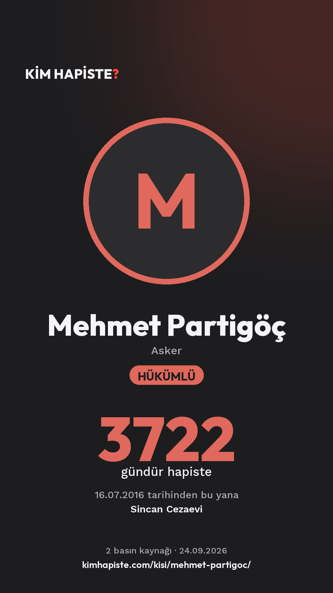 Mehmet Partigöç paylaşım kartı