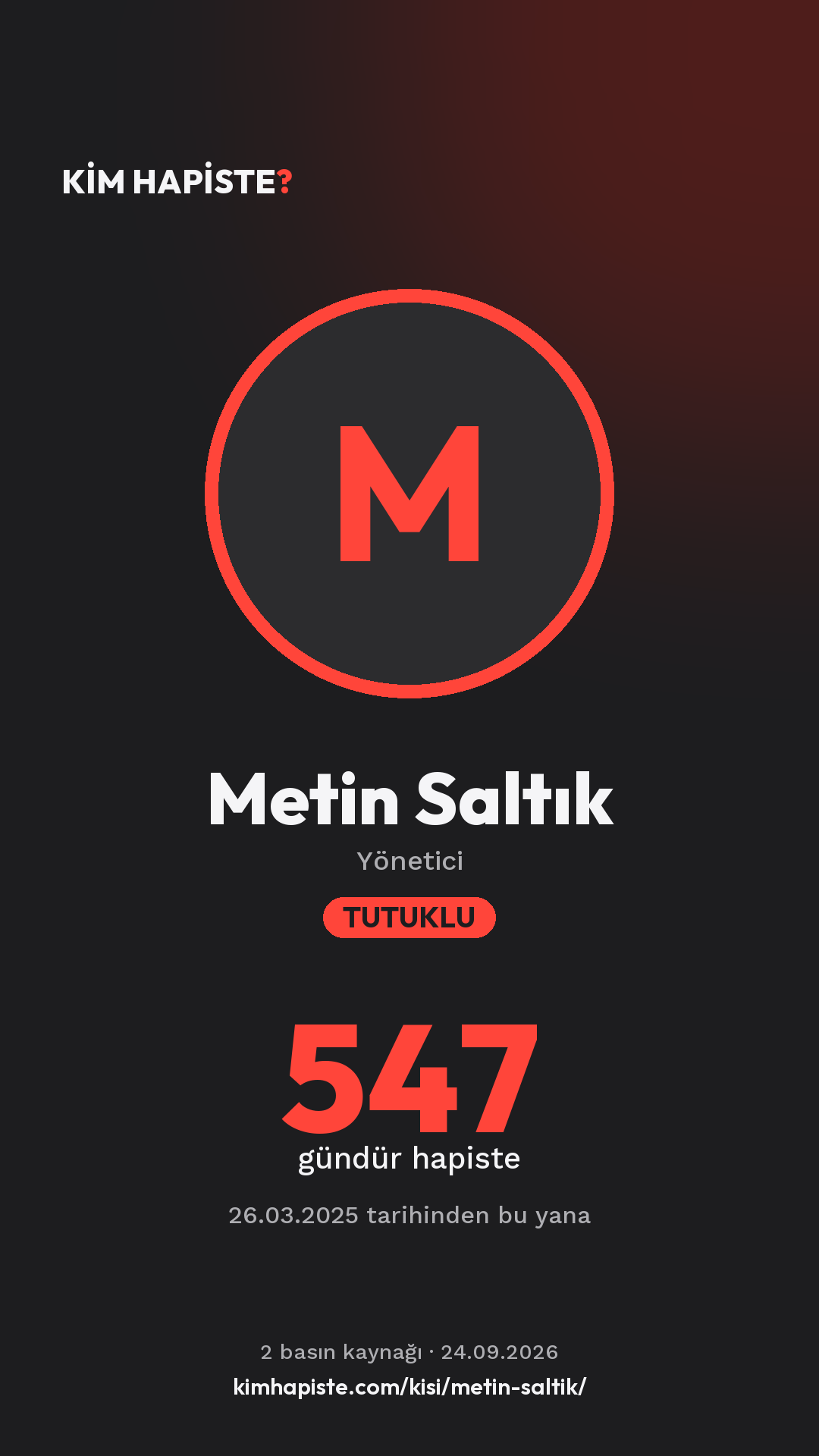 Metin Saltık paylaşım kartı