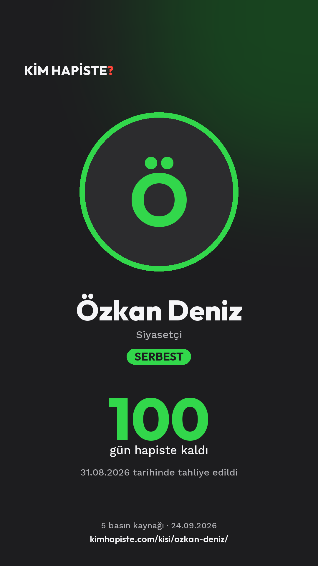 Özkan Deniz paylaşım kartı