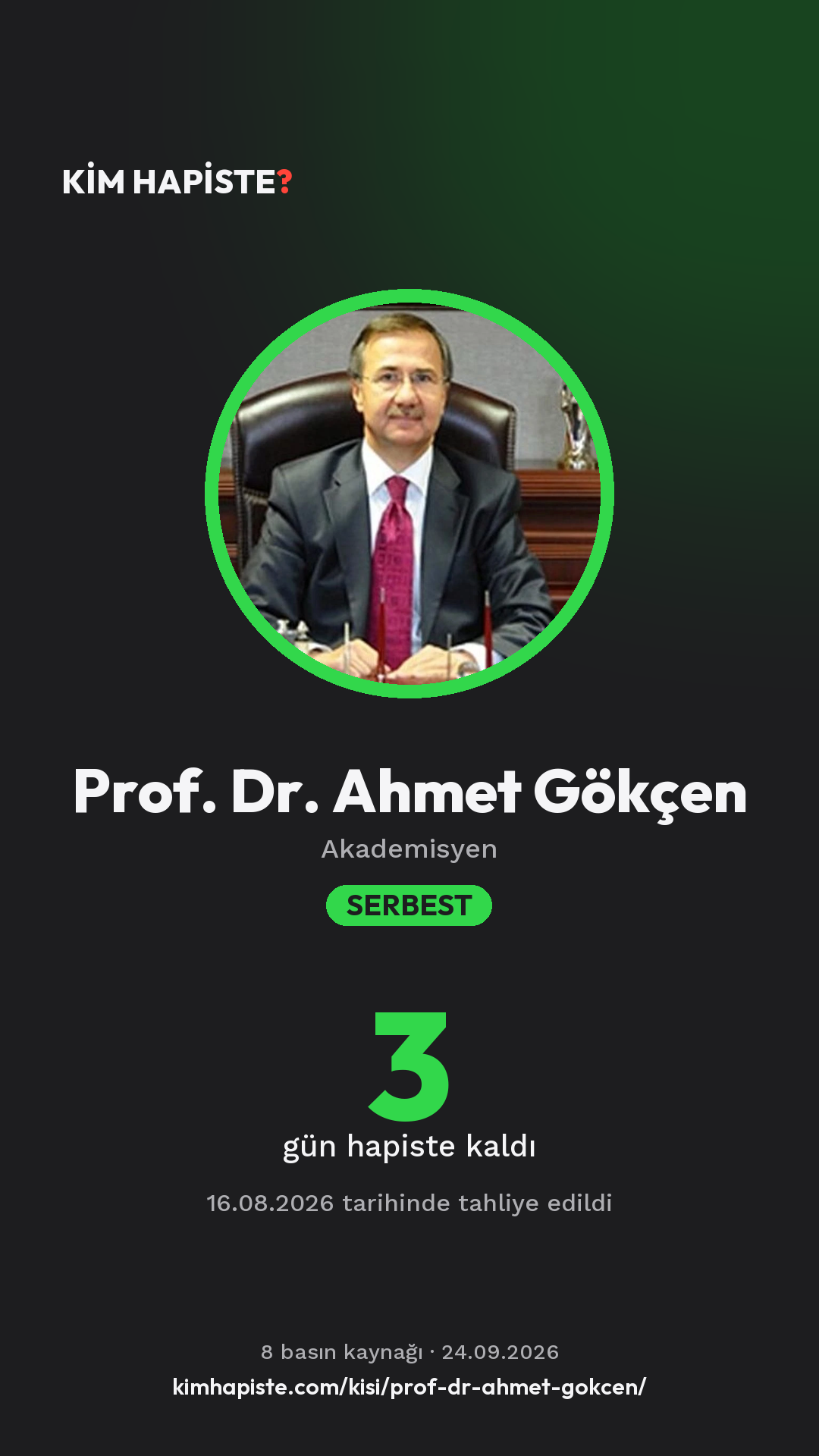 Prof. Dr. Ahmet Gökçen paylaşım kartı
