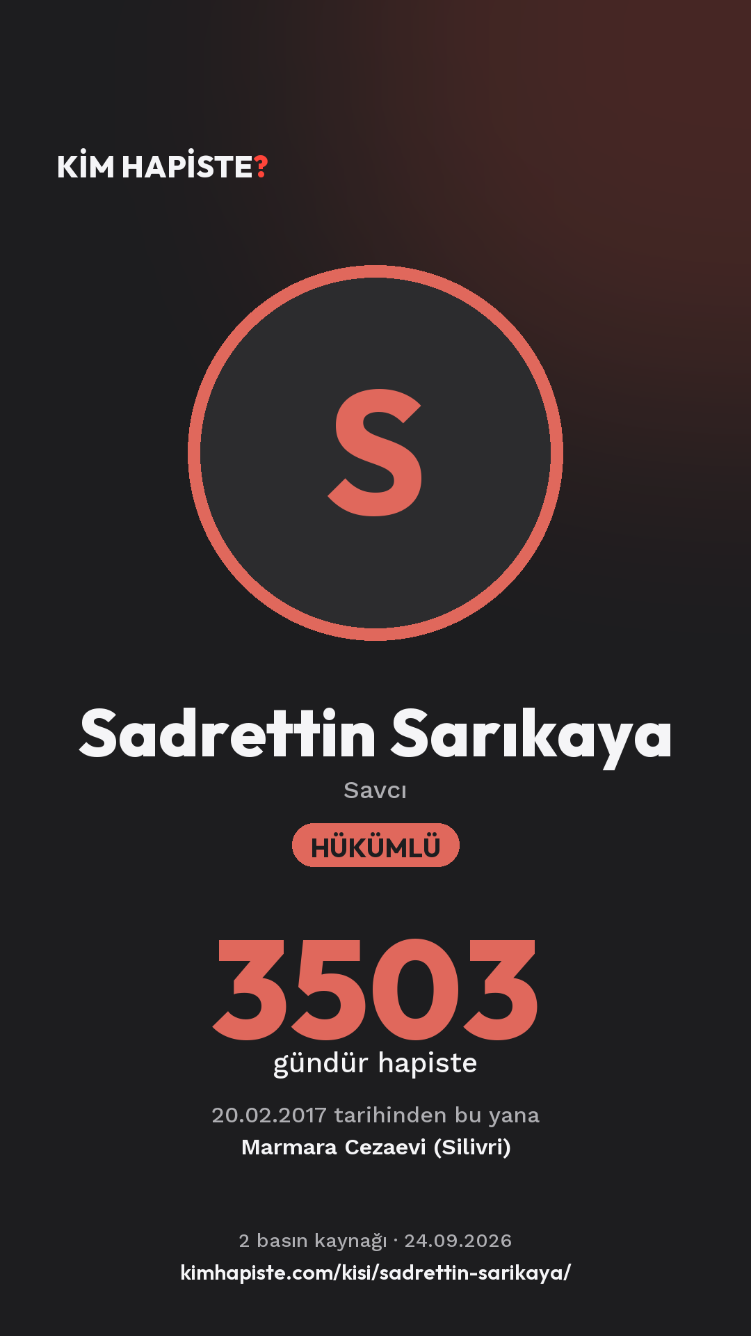 Sadrettin Sarıkaya paylaşım kartı