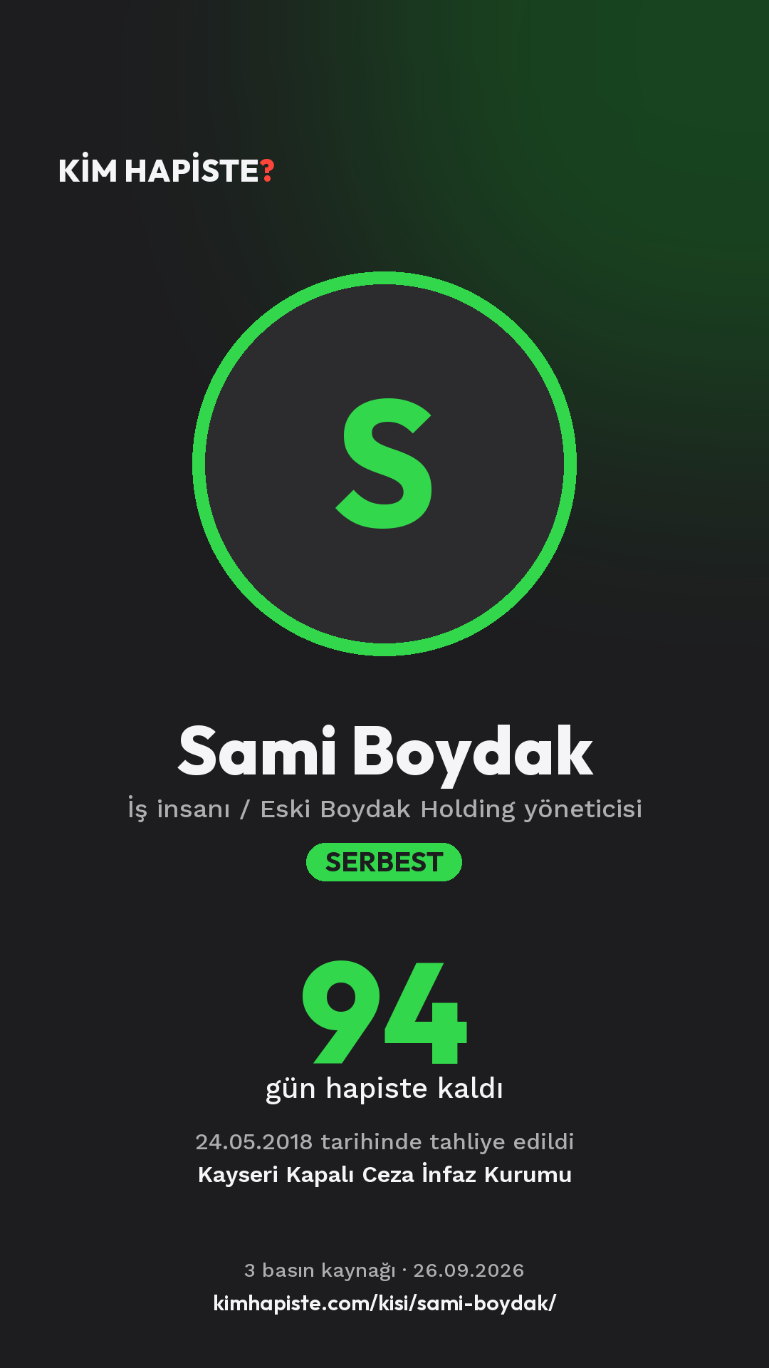 Sami Boydak paylaşım kartı