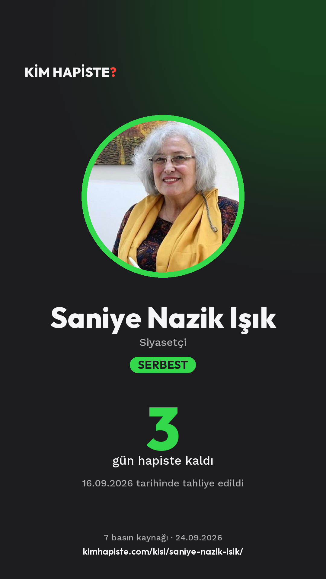 Saniye Nazik Işık paylaşım kartı